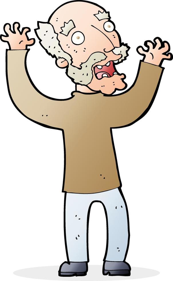 cartoon terrified old man vector