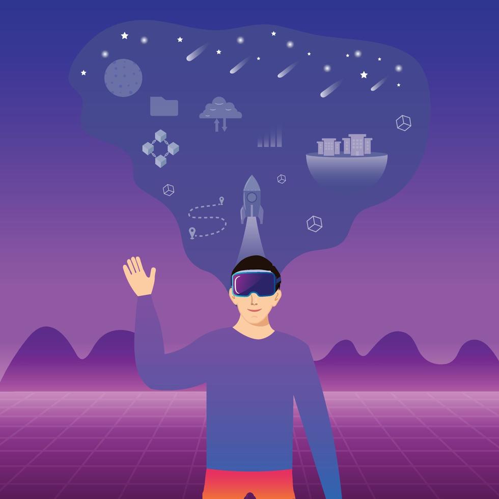 realidad virtual en metaverso gráfico de ilustración vectorial vector