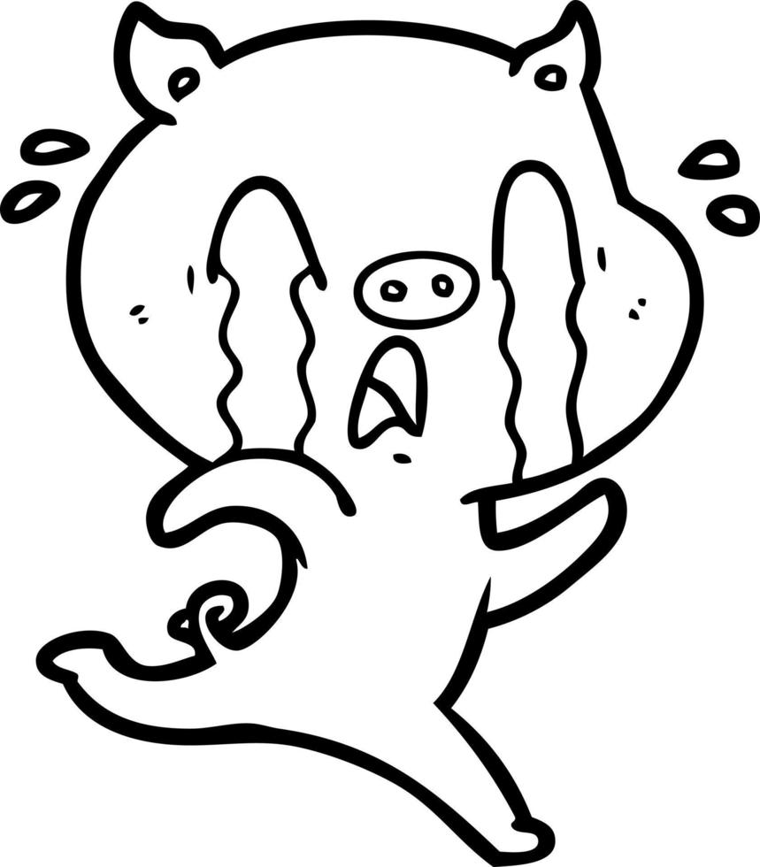 crying pig cartoon vector