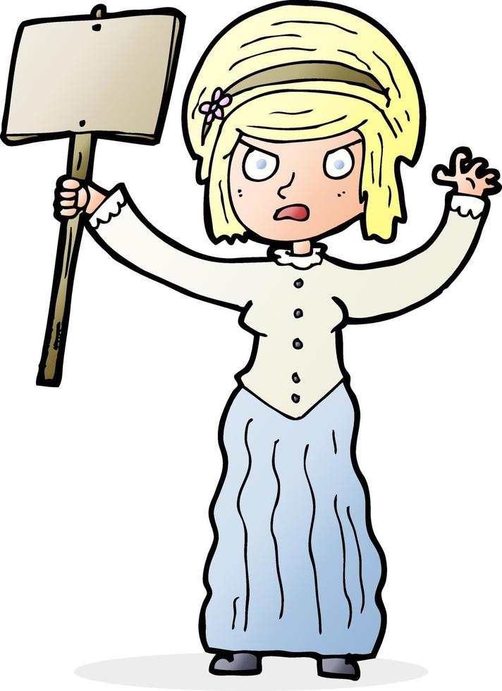 cartoon vicorian woman protesting vector