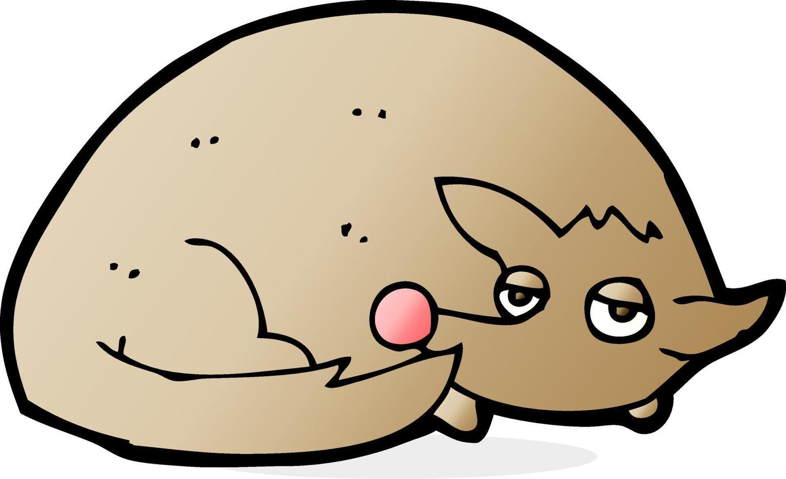 cartoon curled up dog vector