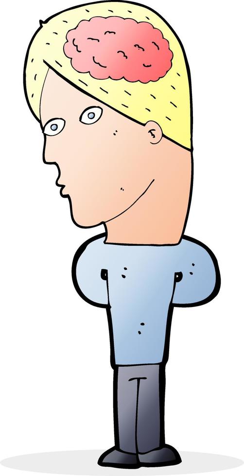 cartoon man with big brain vector