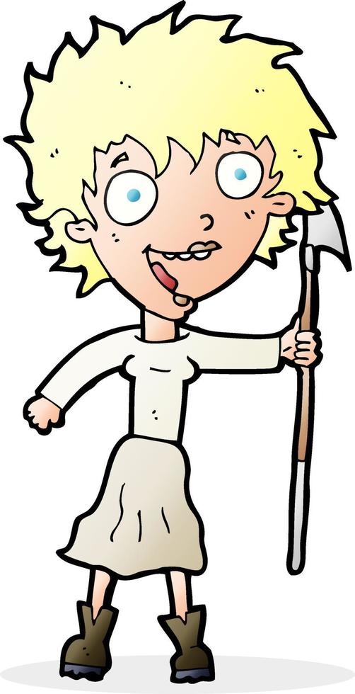 cartoon crazy woman with spear 12280770 Vector Art at Vecteezy