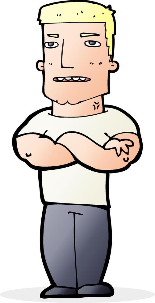 cartoon tough guy with folded arms vector