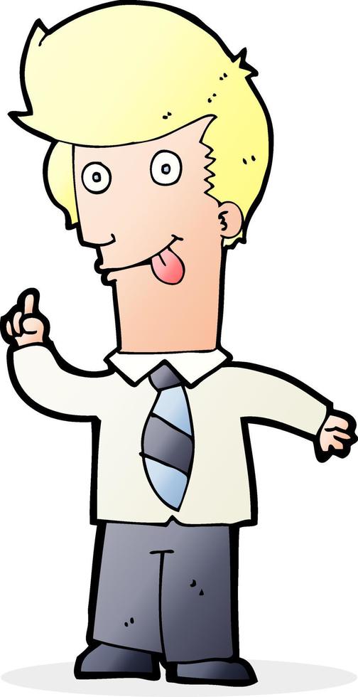 cartoon office man with crazy idea vector