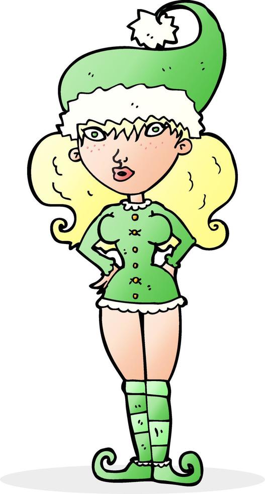 cartoon santa's helper woman vector