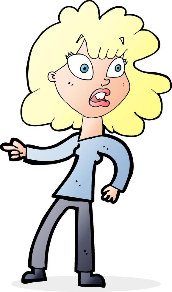 cartoon worried woman pointing vector