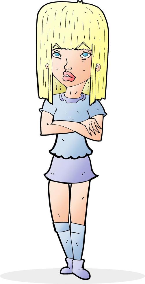 cartoon girl with crossed arms vector