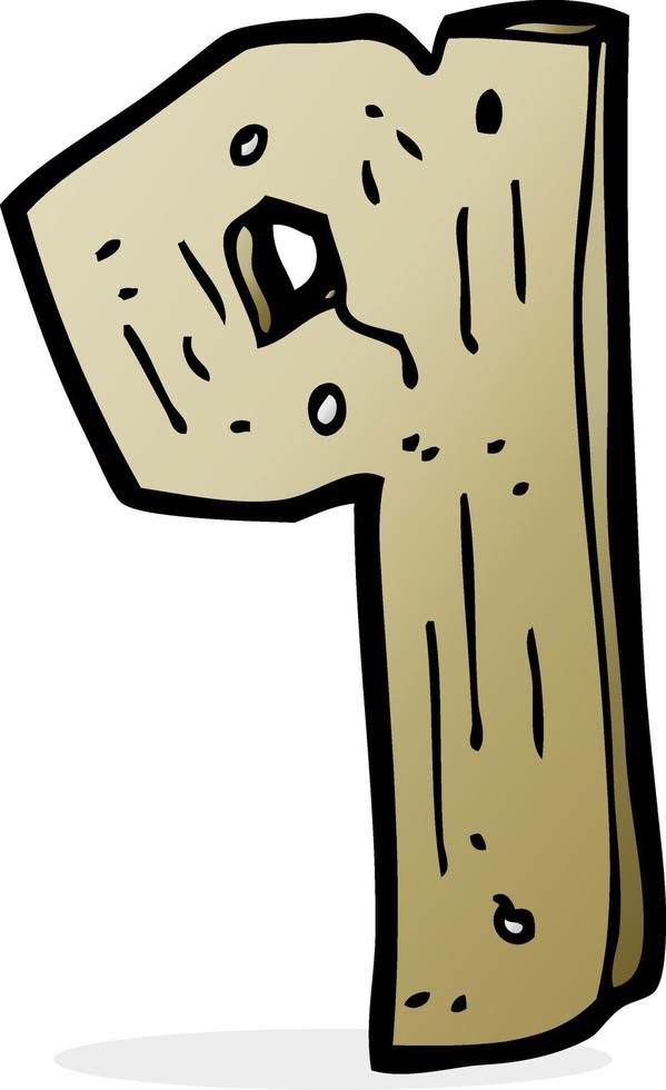 número de madera de dibujos animados vector