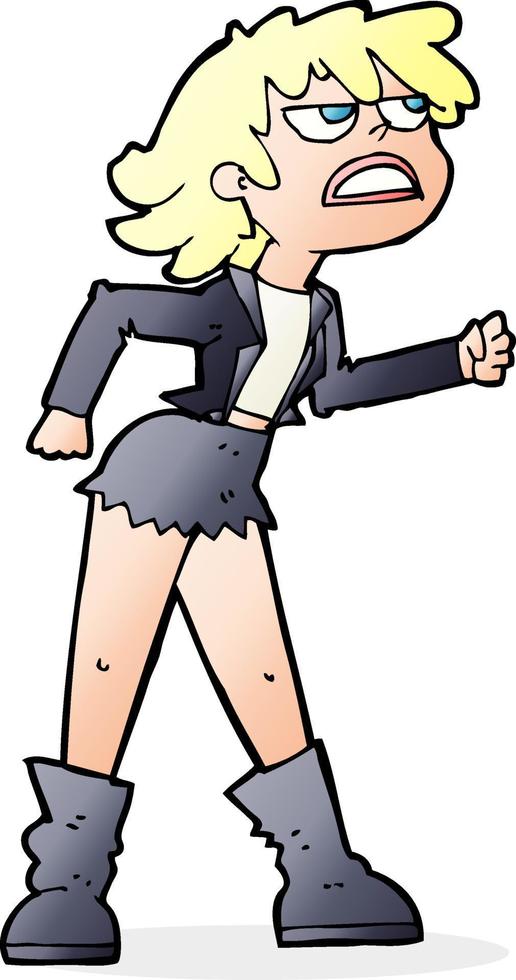 cartoon angry biker girl vector