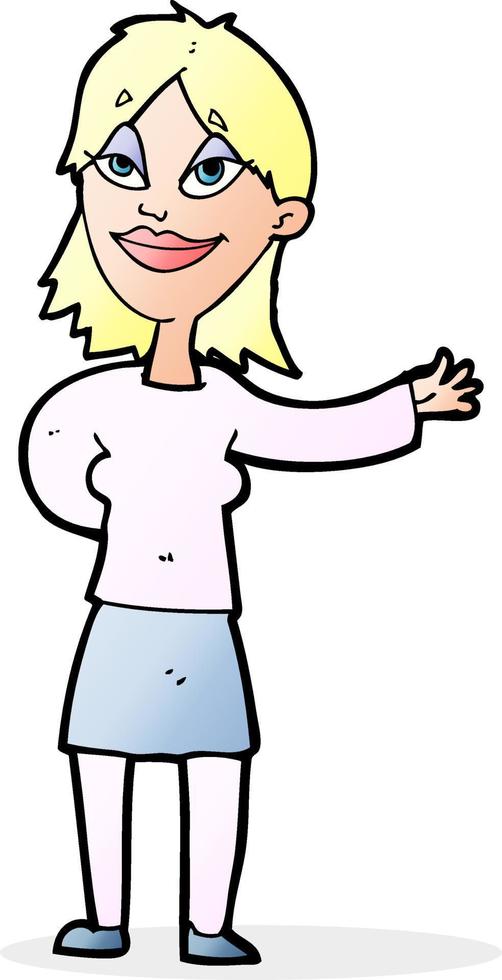 cartoon woman gesturing to show something vector