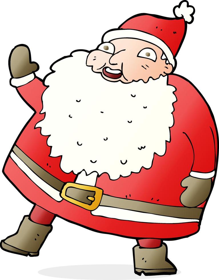 funny waving santa claus cartoon vector