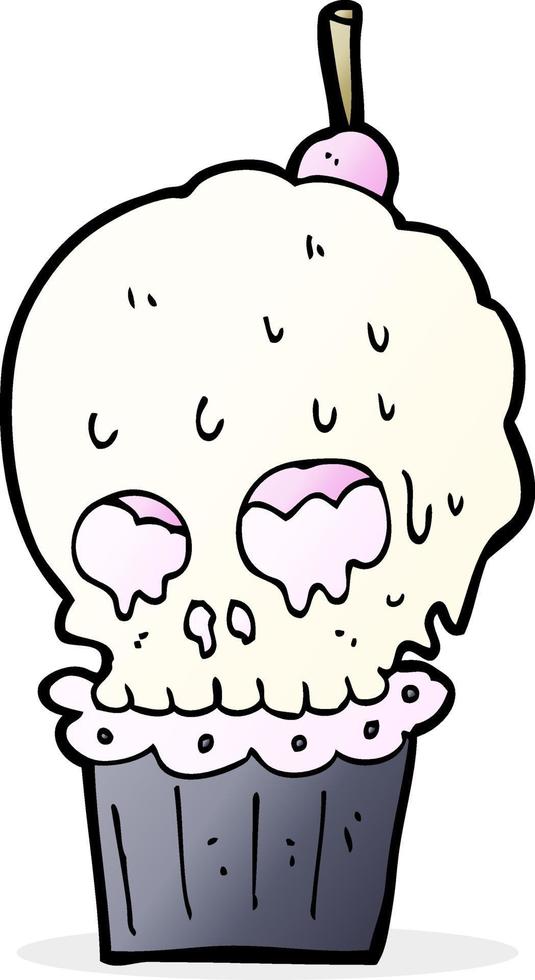 cartoon spooky skull cupcake vector