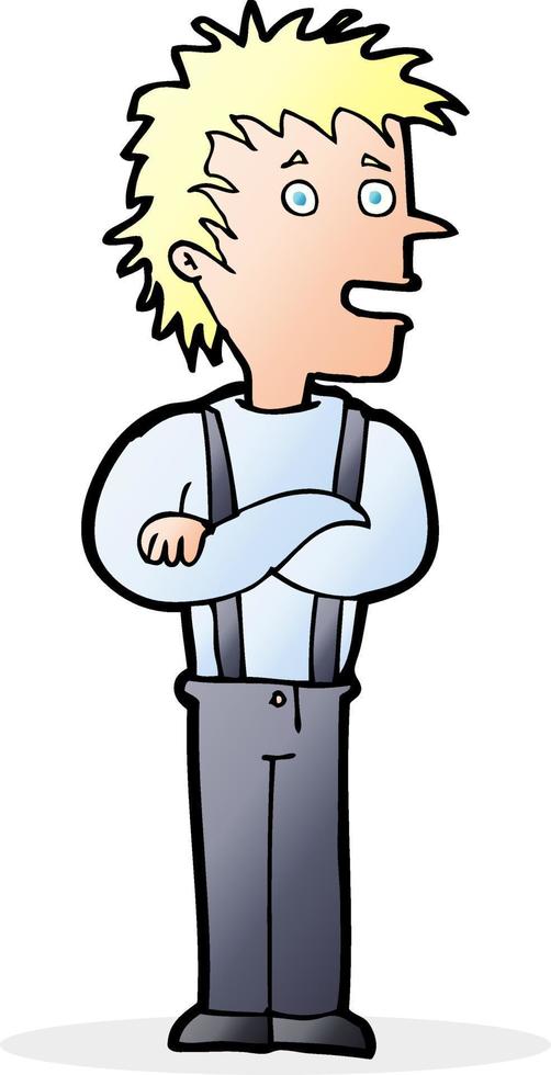 cartoon boy with folded arms vector