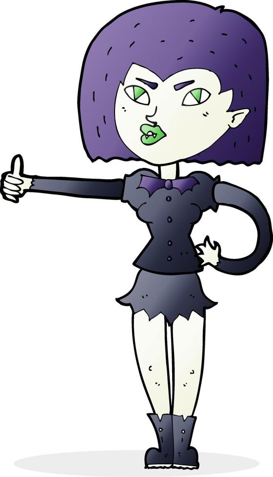 cartoon vampire girl giving thumbs up vector