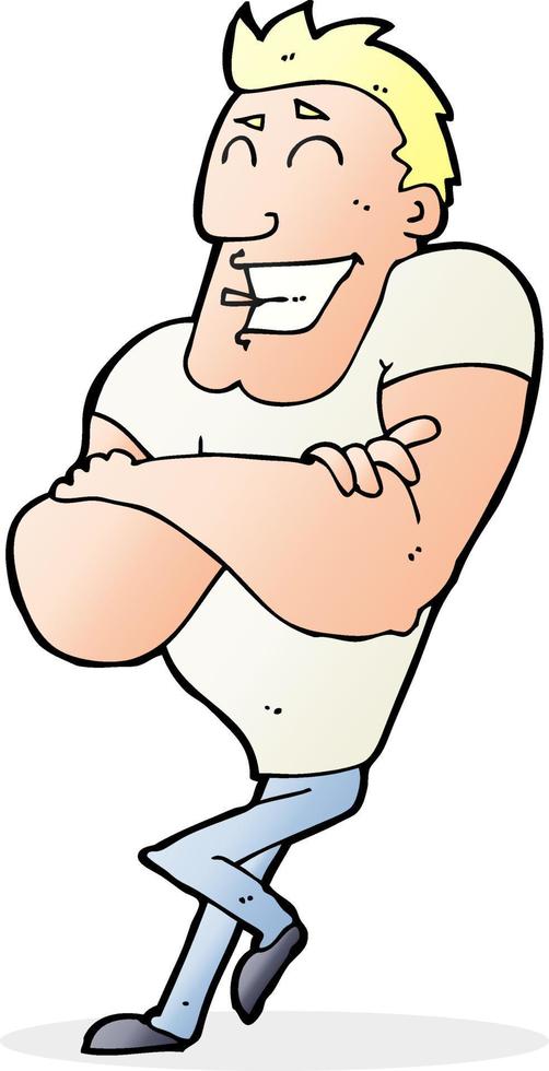 cartoon muscle guy vector