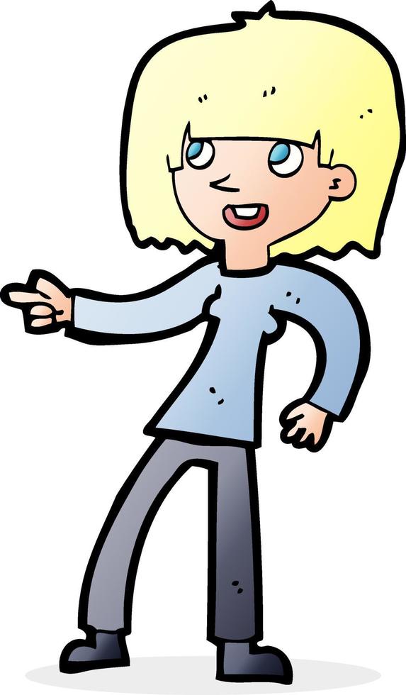 cartoon girl pointing vector