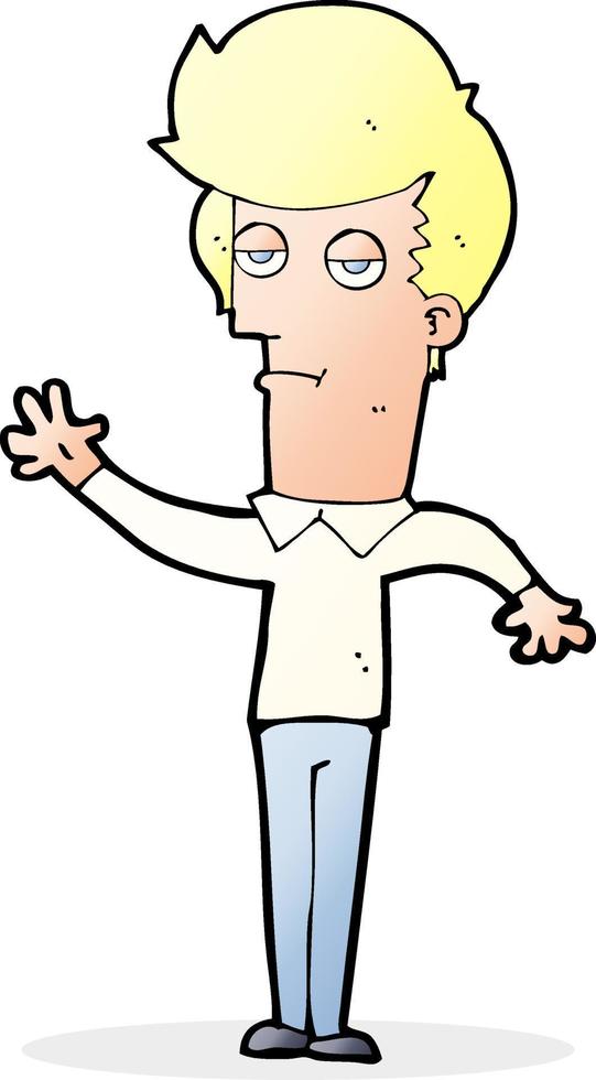 cartoon bored man waving vector