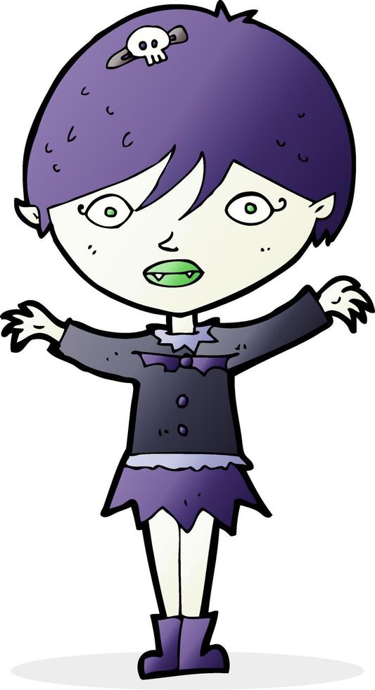 cartoon waving vampire girl vector