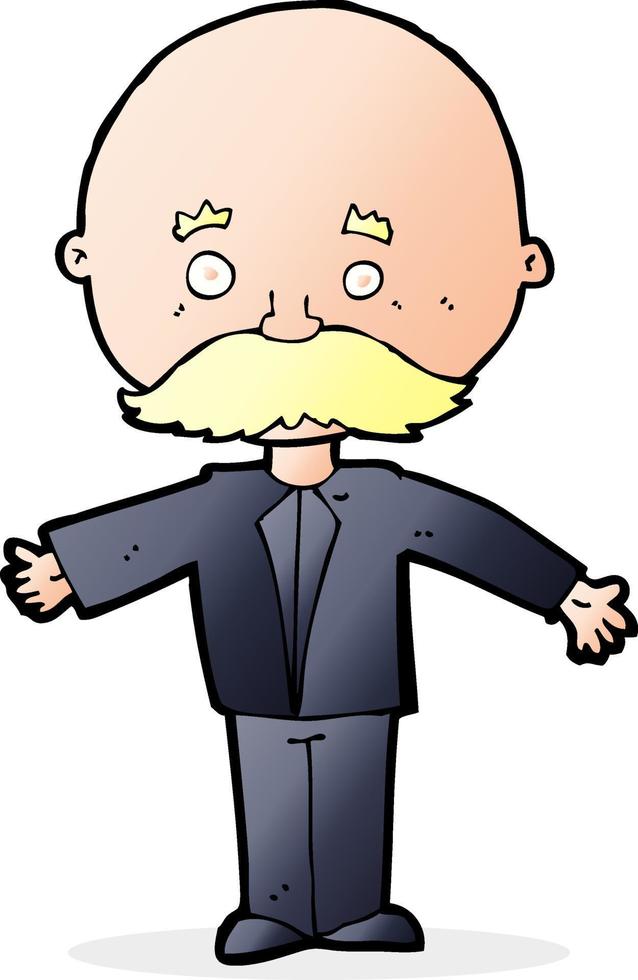 caricatura, hombre, con, bigote vector