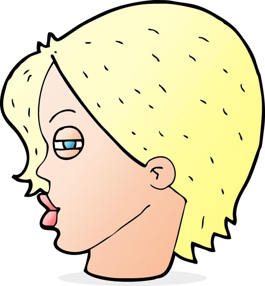 cartoon female face with narrowed eyes vector
