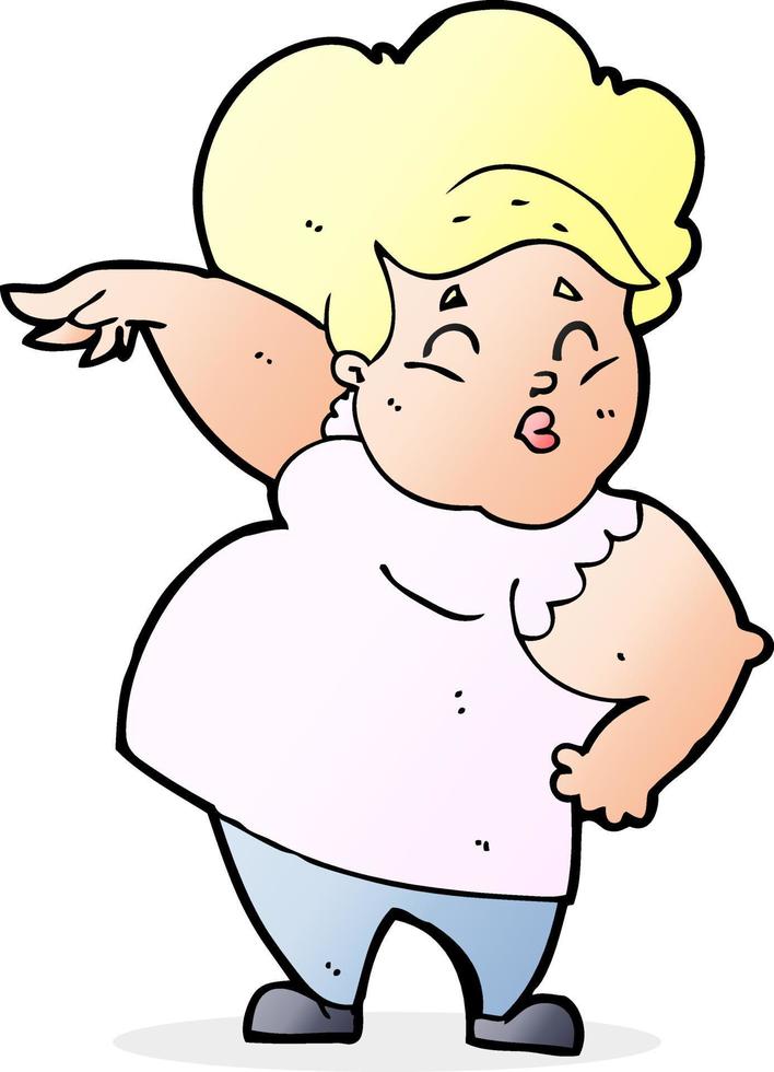 cartoon happy overweight lady vector