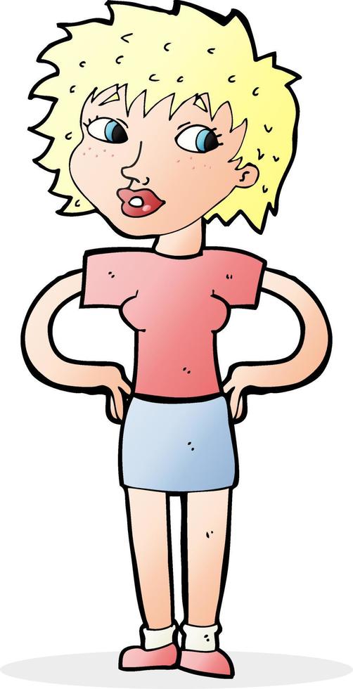 cartoon woman with hands on hips vector