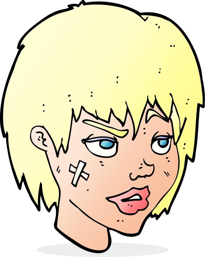 cartoon woman with plaster on face vector
