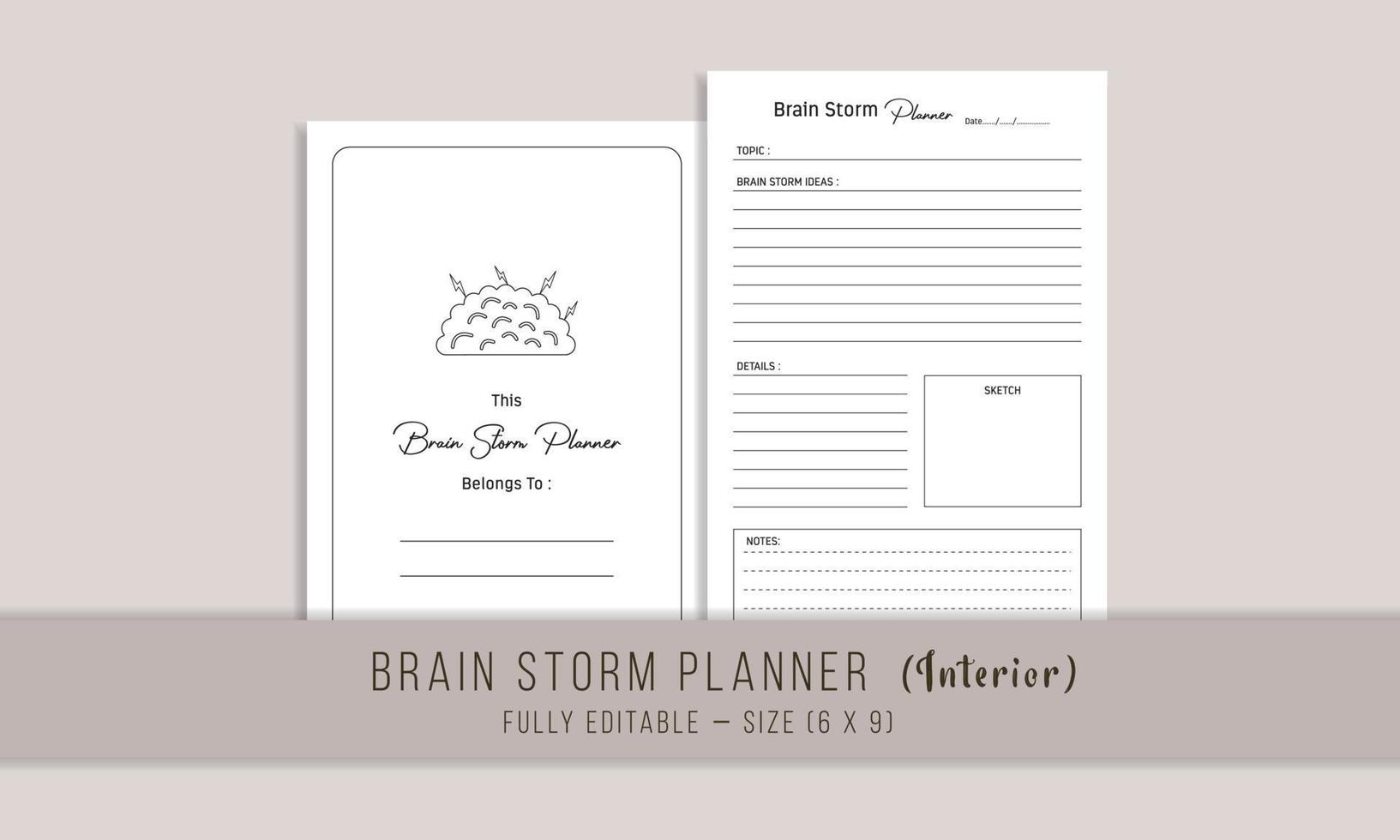 plantilla interior del planificador de tormentas cerebrales vector