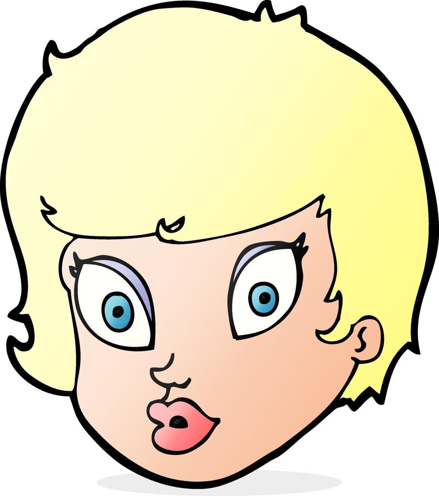 cartoon surprised female face vector