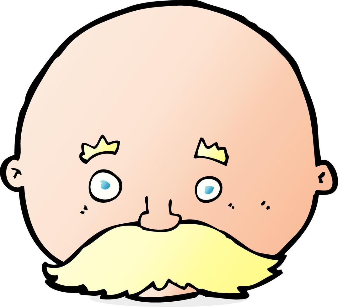 cartoon bald man with mustache vector
