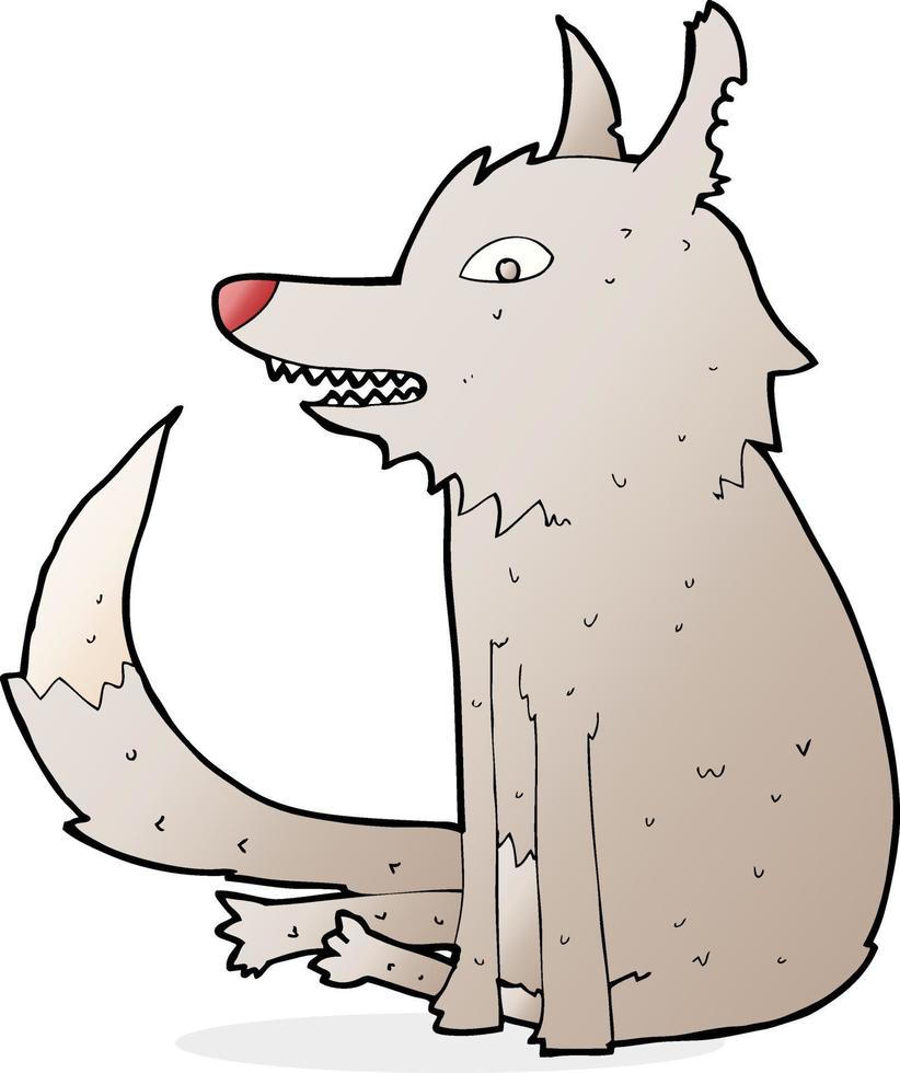 cartoon wolf sitting vector