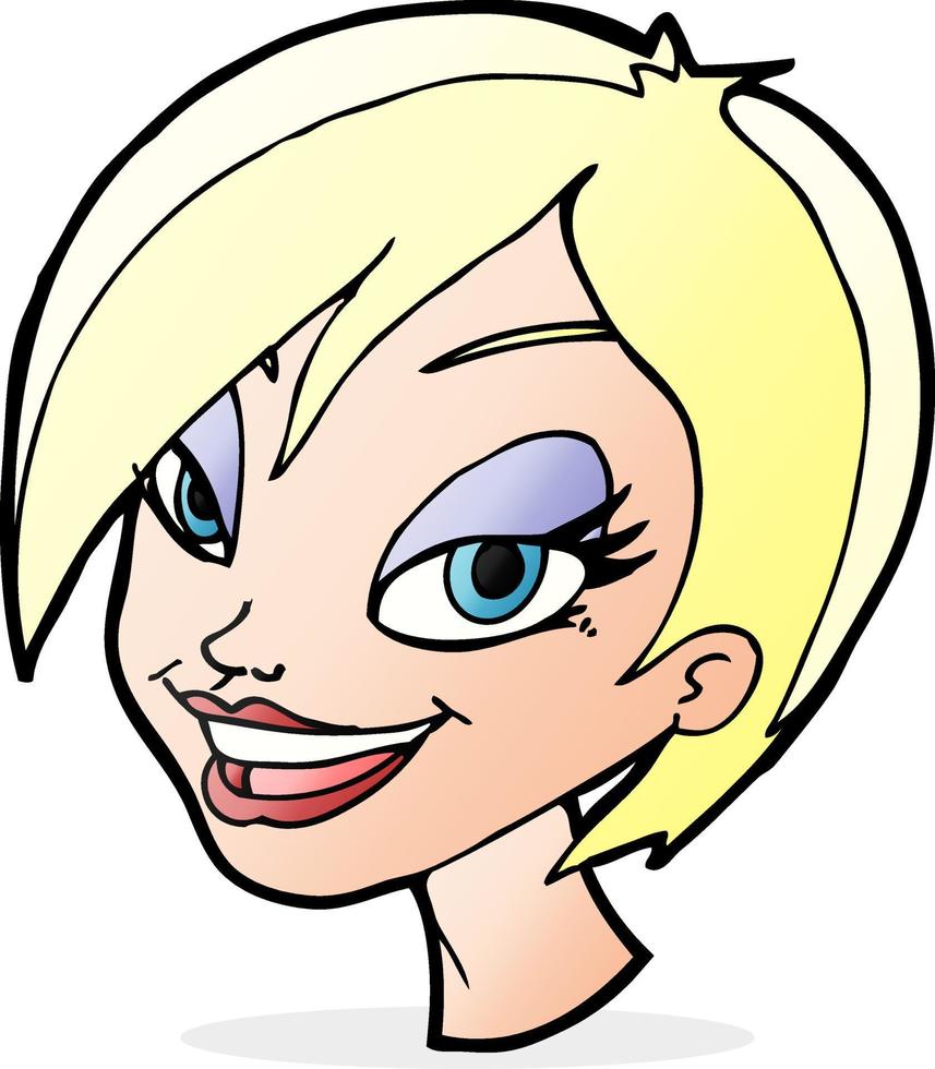 cartoon pretty female face vector