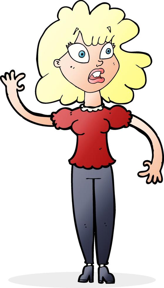 cartoon worried woman waving vector