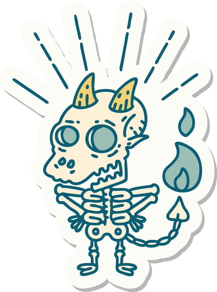 sticker of a tattoo style skeleton demon character vector