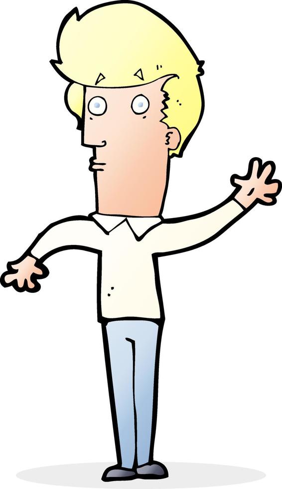 cartoon nervous man waving vector