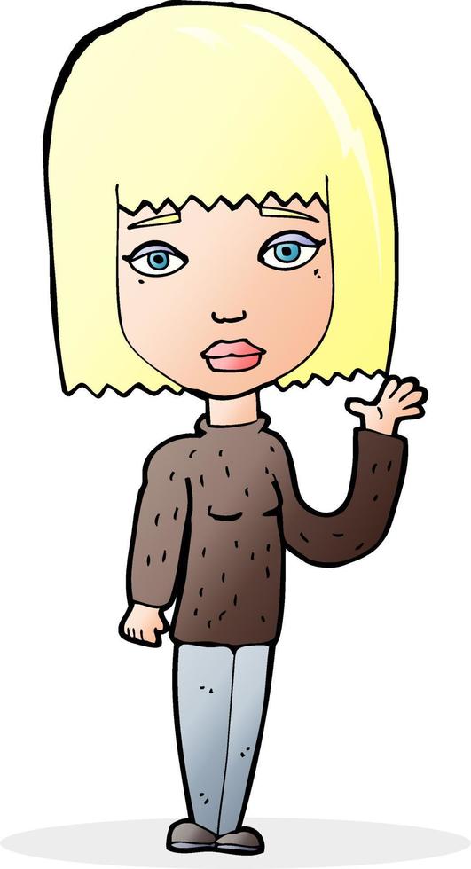 cartoon woman waving vector