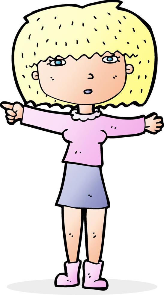 cartoon girl pointing vector