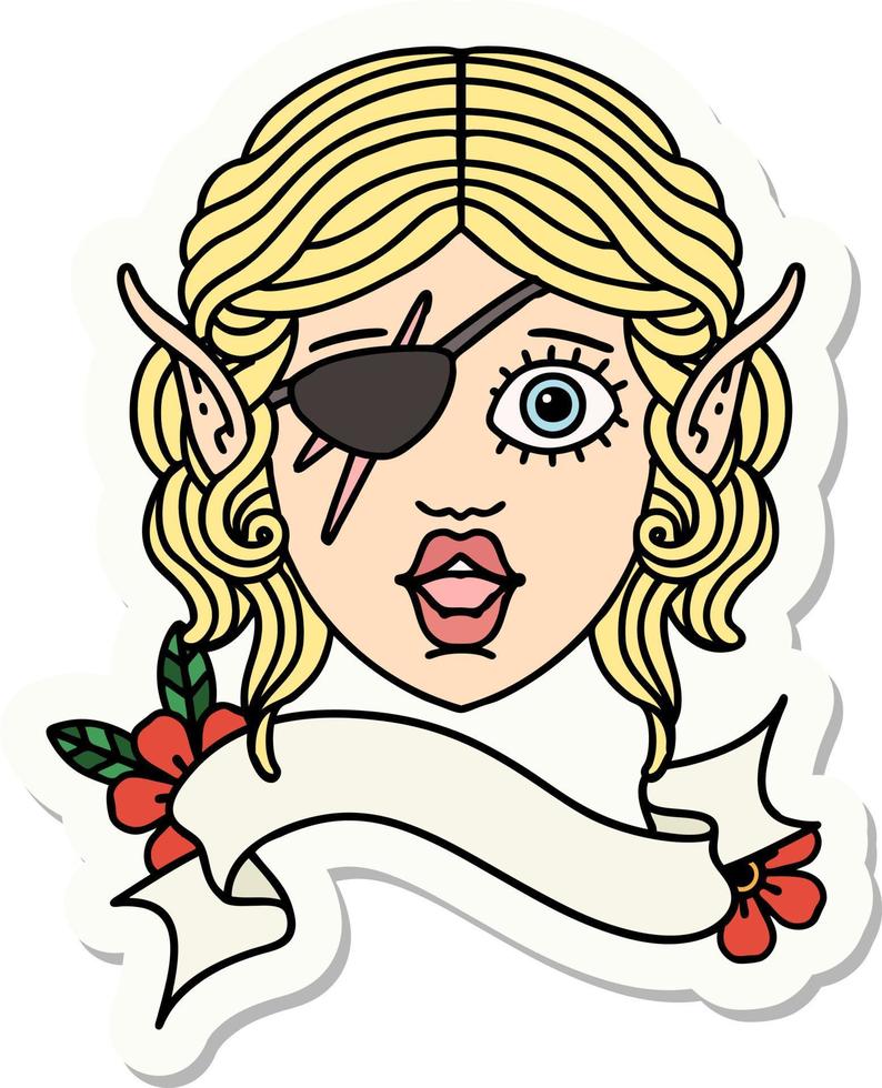 sticker of a elf rogue character face vector