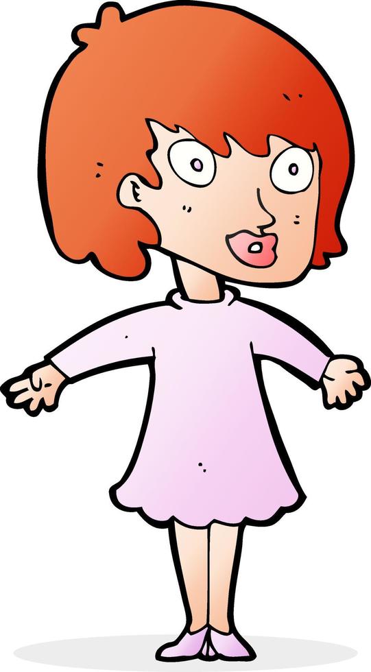 cartoon woman wearing dress vector