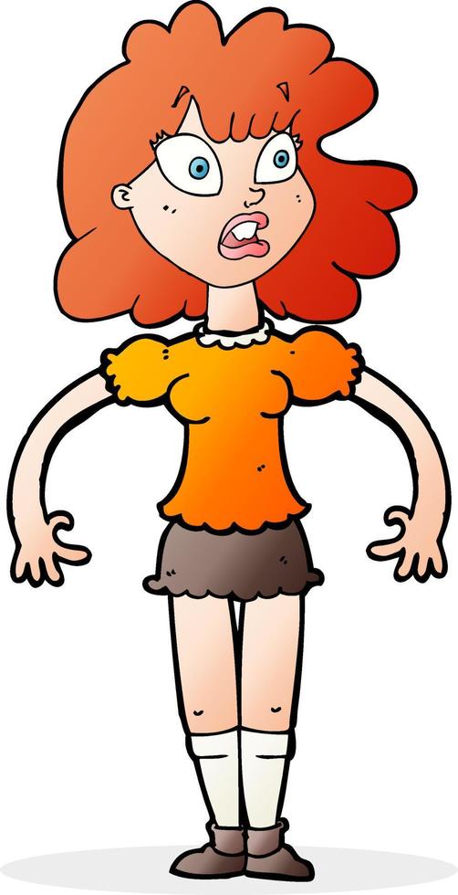 cartoon pretty girl with shocked expression vector
