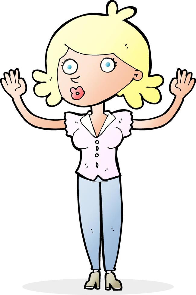 cartoon woman surrendering vector