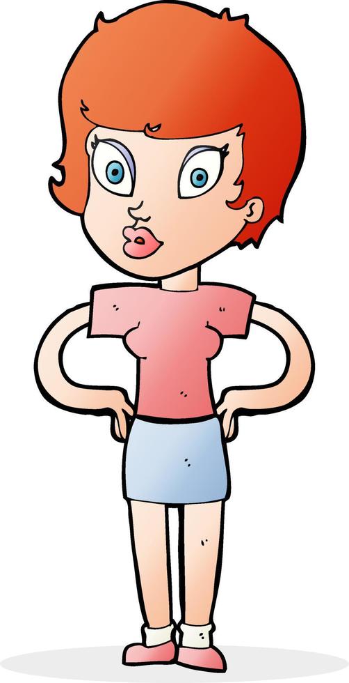 cartoon woman with hands on hips vector