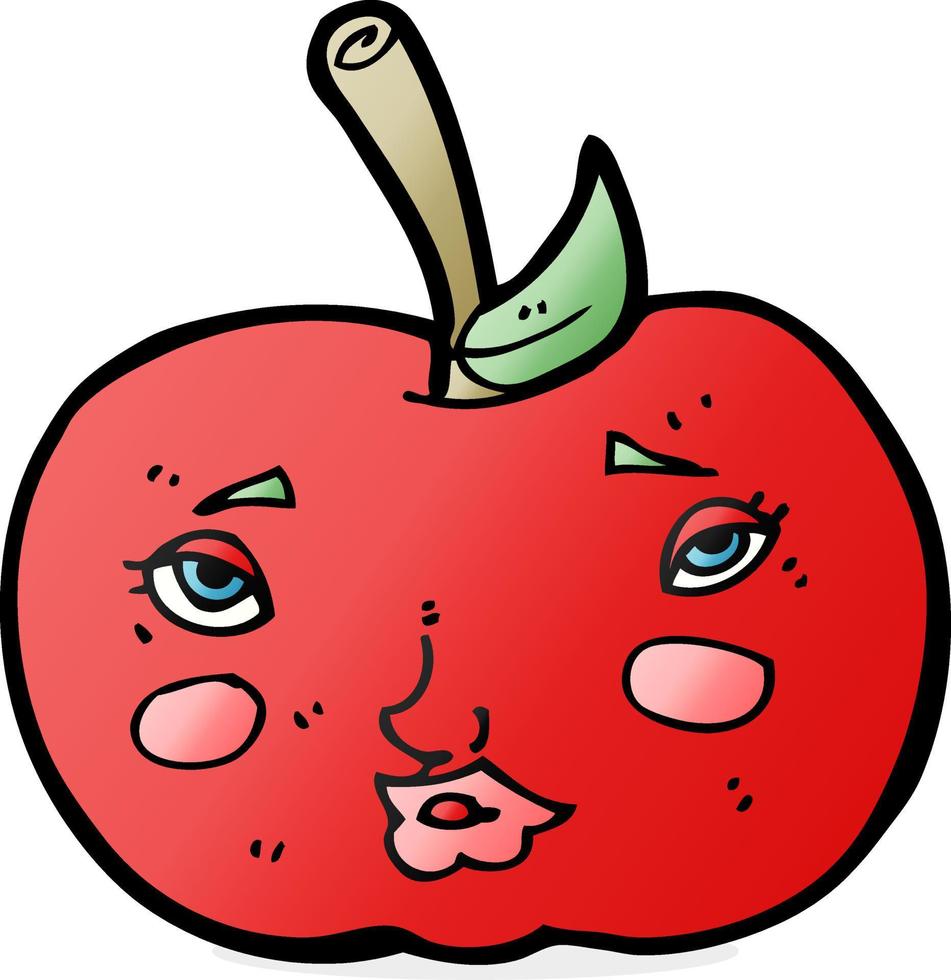 cartoon apple with face vector