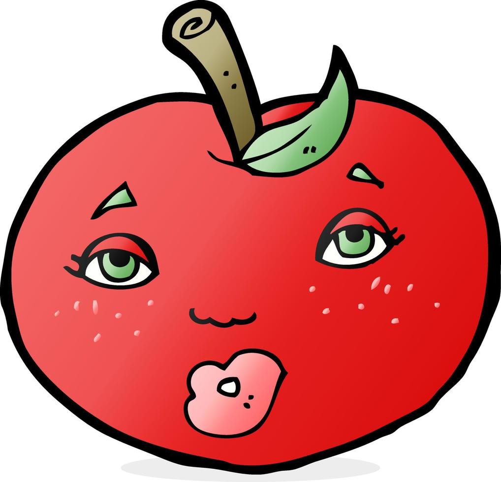 cartoon apple with face vector