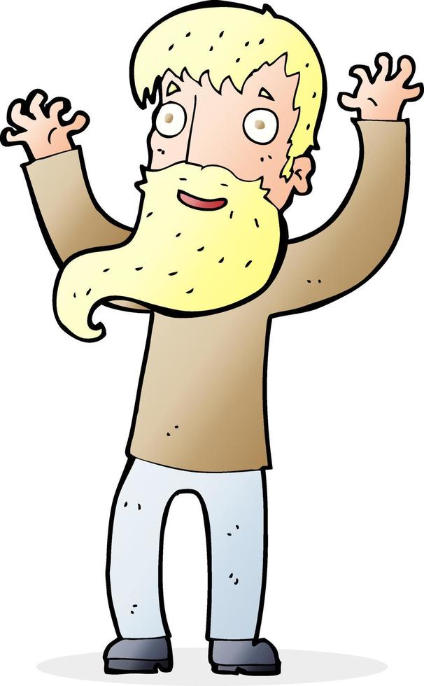 hombre emocionado de dibujos animados con barba vector