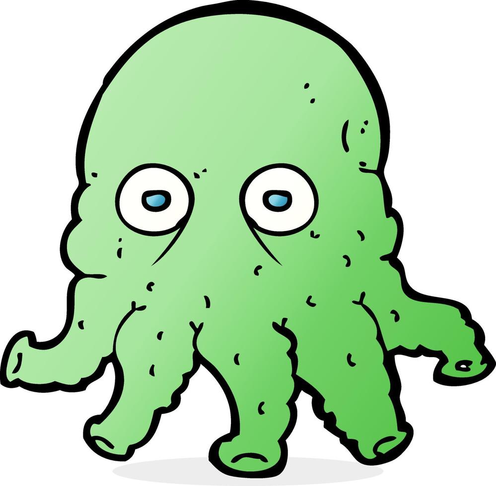 cara de calamar alienígena de dibujos animados vector
