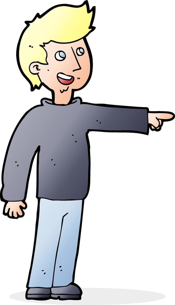 cartoon happy man pointing and laughing vector