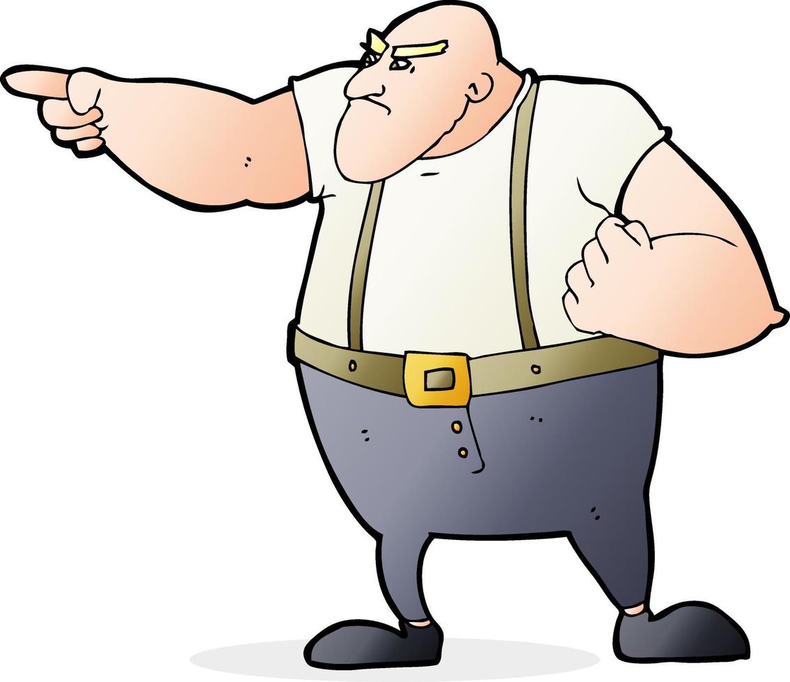 cartoon angry tough guy pointing vector