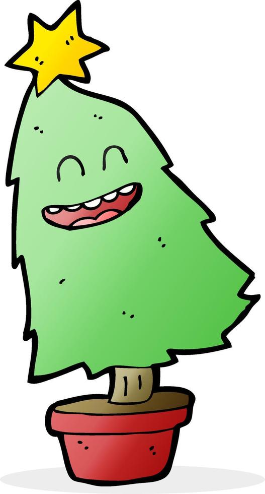 cartoon dancing christmas tree vector